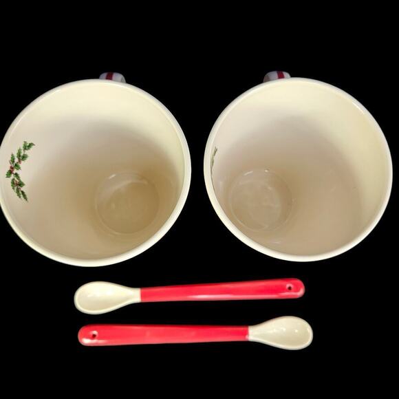 Spode Christmas Tree Conical Mugs Cup Peppermint Spoon Set 2 Coffee Cocoa READ - Picture 5 of 12